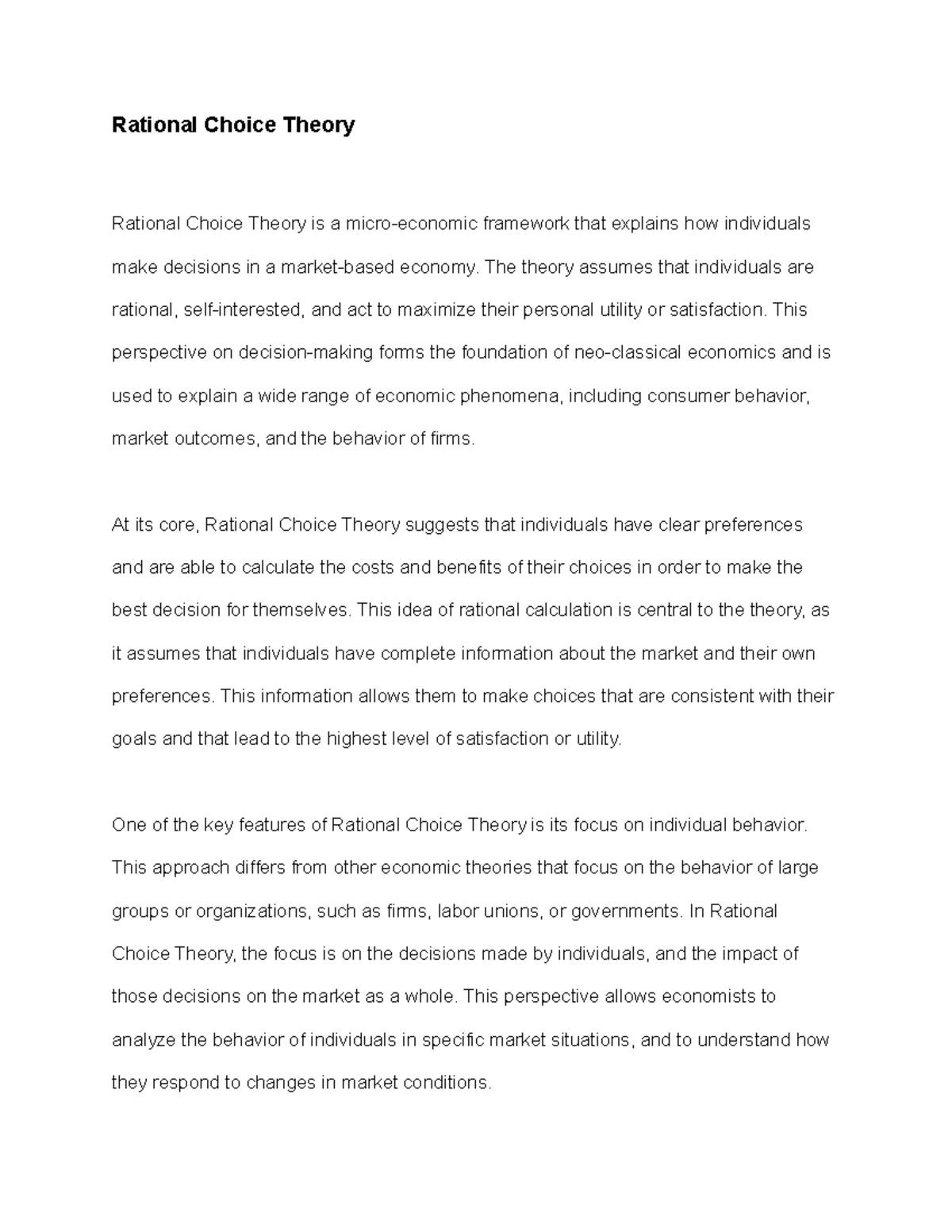 rational choice theory essay brainly