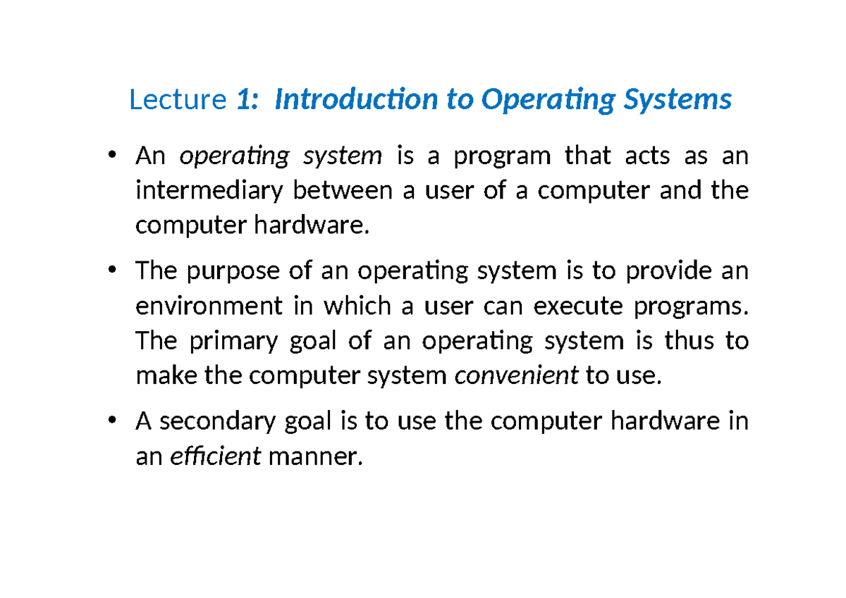 Operating system practice material - Lecture 1: Introduction to ...