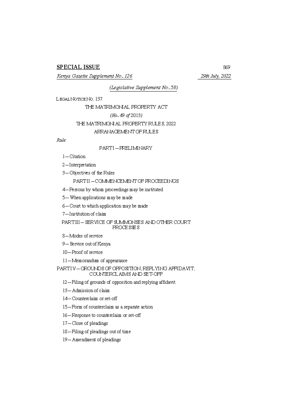 L N 137 The Matrimonial Property Act formatted 220826 090158 SPECIAL