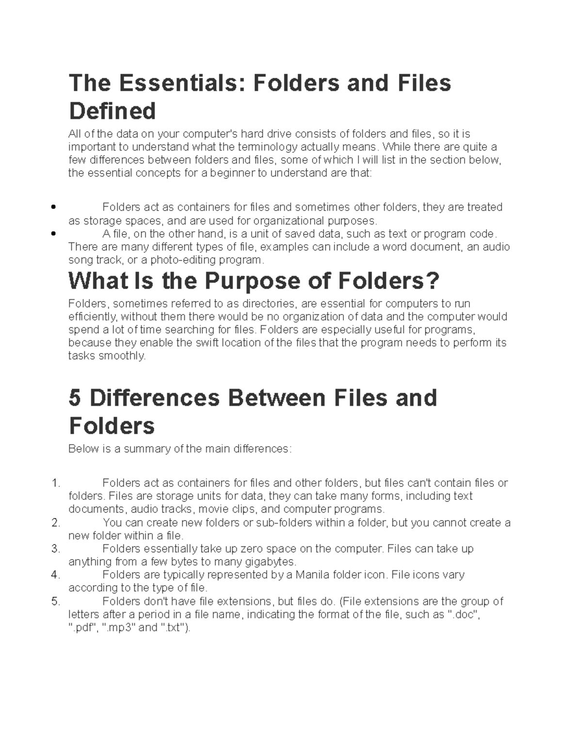 2 File and Folder The Essentials Folders and Files Defined All of