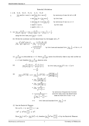 T09solutions - tutorial 9 solutions - MAST10007 Linear Algebra Practice ...