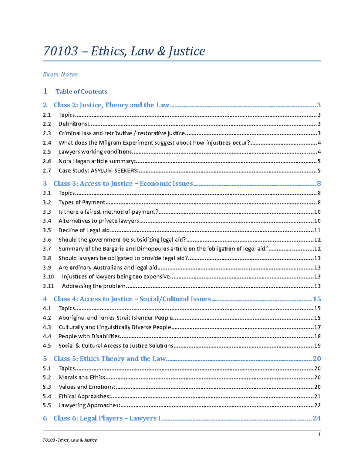 Ethics law and Justice Notes Final Version - 70103 – Ethics, Law ...