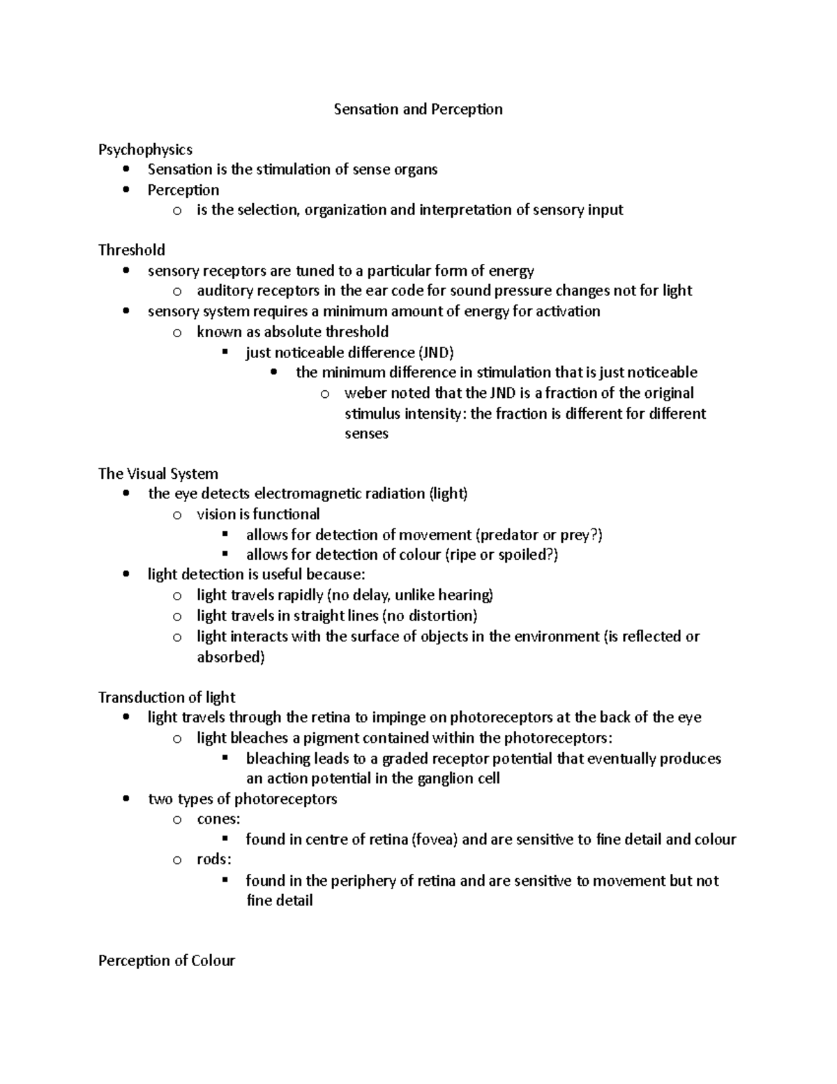 Chapter 4- Sensation And Perception - Sensation And Perception ...