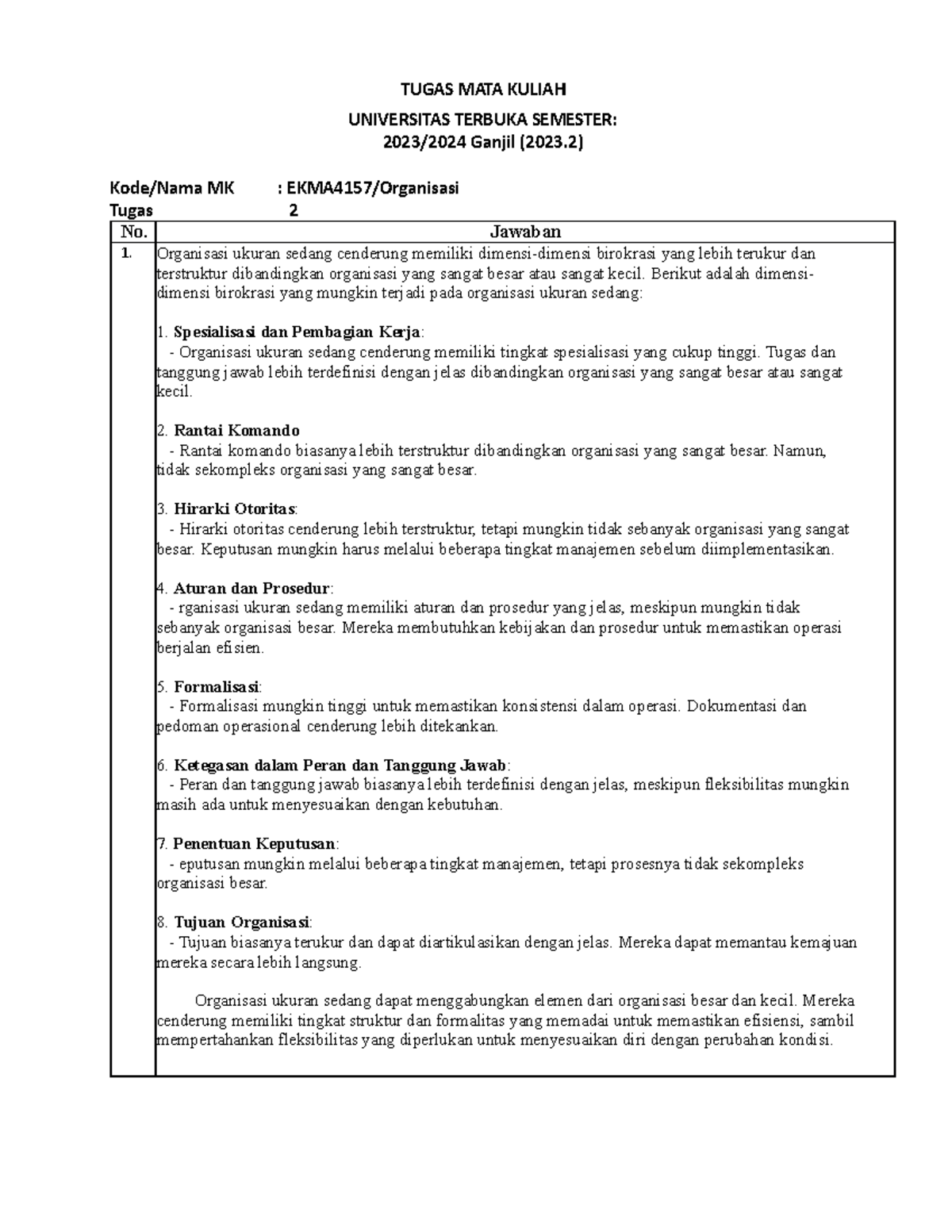 Ekma4157 Tugas 2 - TUGAS MATA KULIAH UNIVERSITAS TERBUKA SEMESTER: 2023 ...
