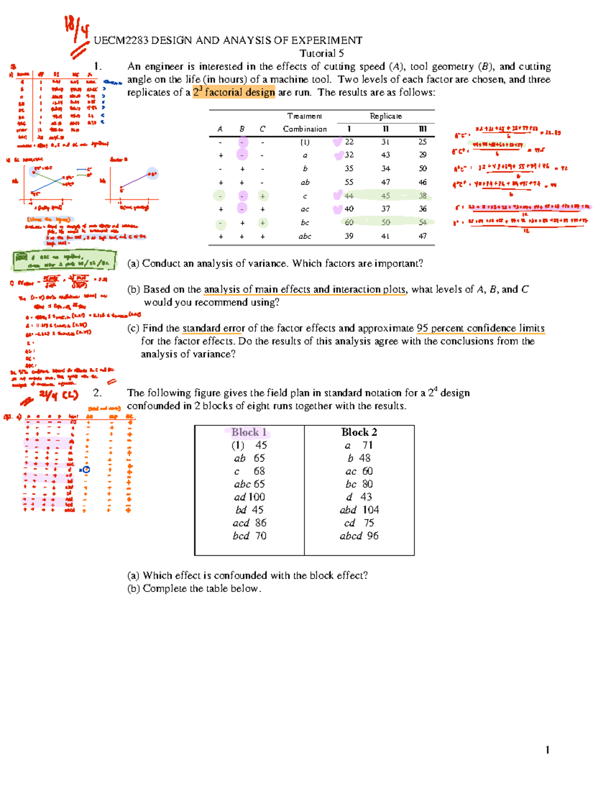 Tutorial 5 - UECM2283 DESIGN AND ANAYSIS OF EXPERIMENT Tutorial 5 1 1 ...