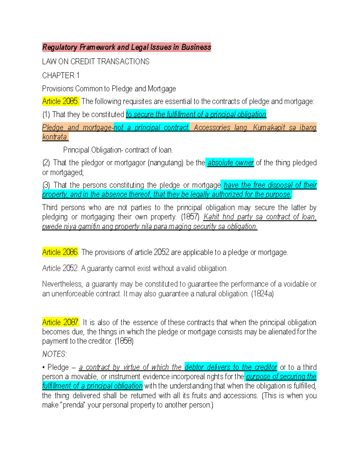 Rflib Law On Credit Transactions - Regulatory Framework And Legal ...