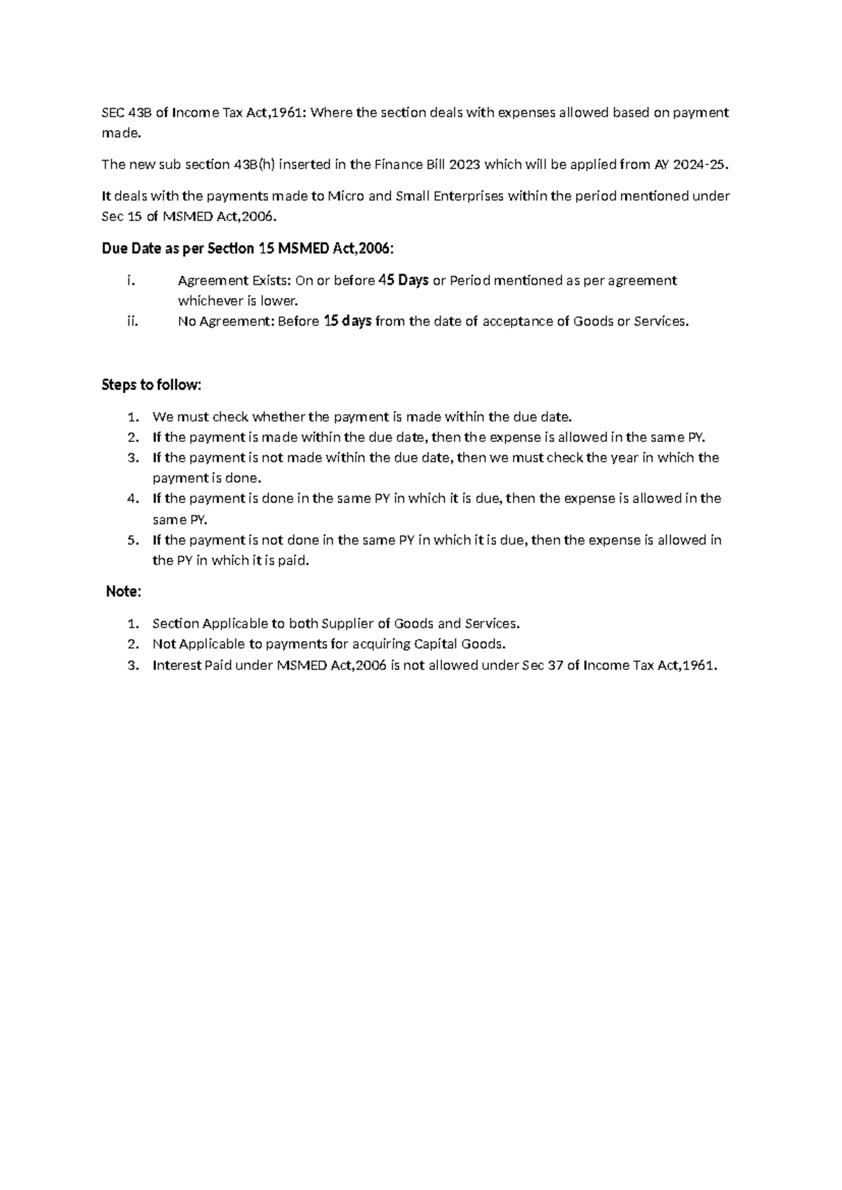 Sec 43B(h) MSME - Summary Introduction to Business Law - Company Law ...