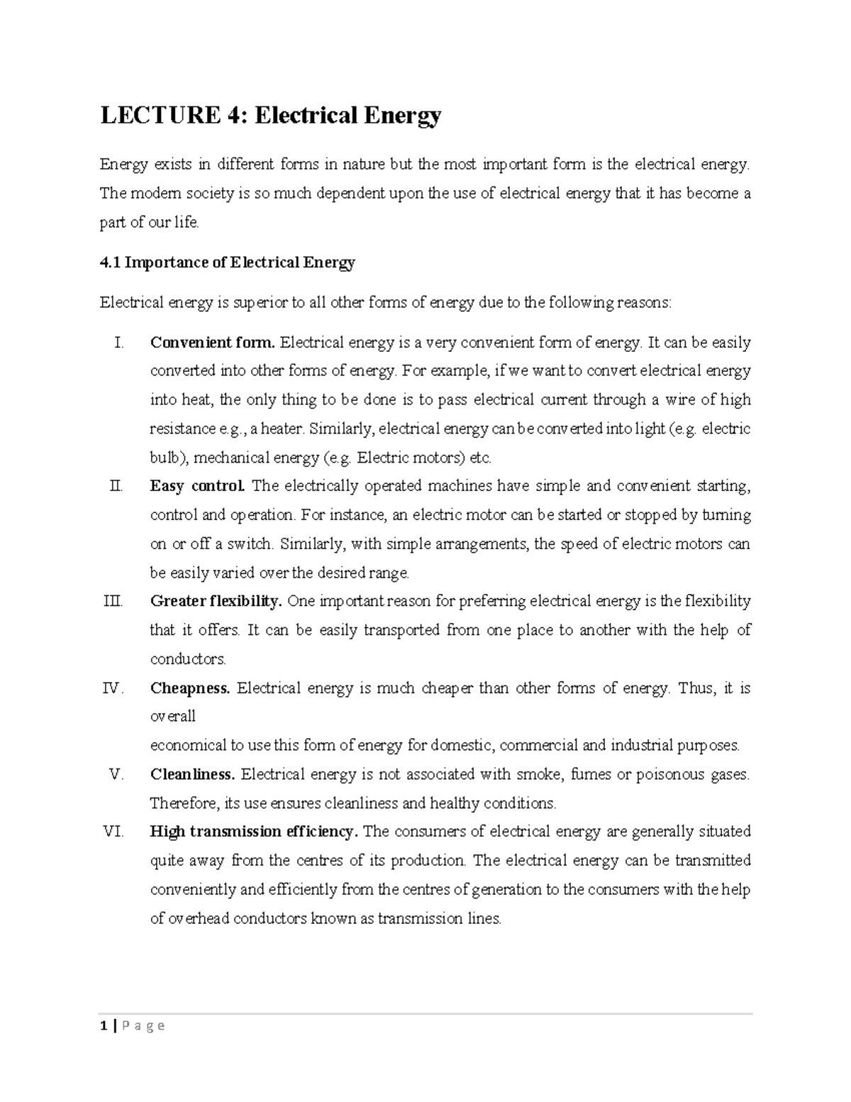 Lecture 4 Electrical Energy Mech - LECTURE 4: Electrical Energy Energy ...