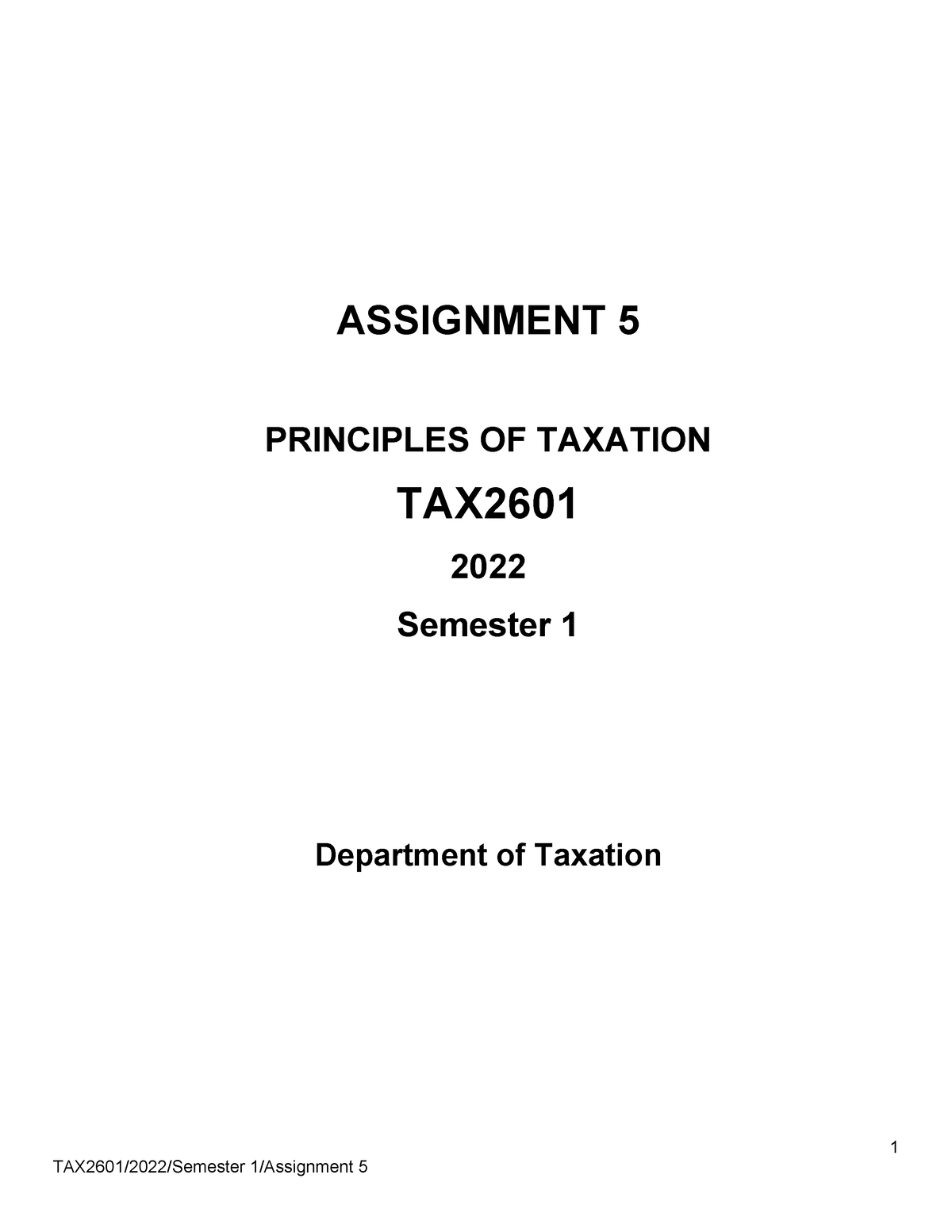 tax2601 assignment 5 answers