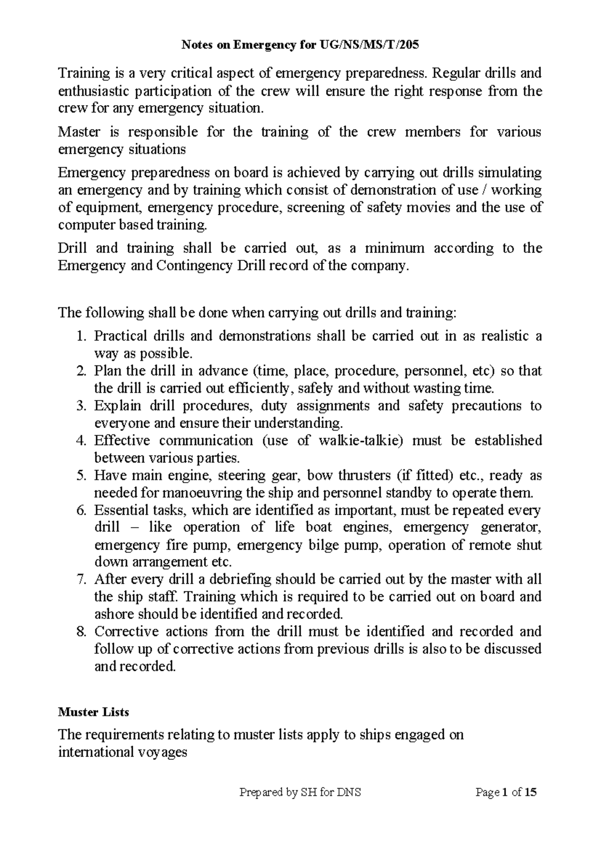 Drills & training.docx emergency Training is a very critical aspect