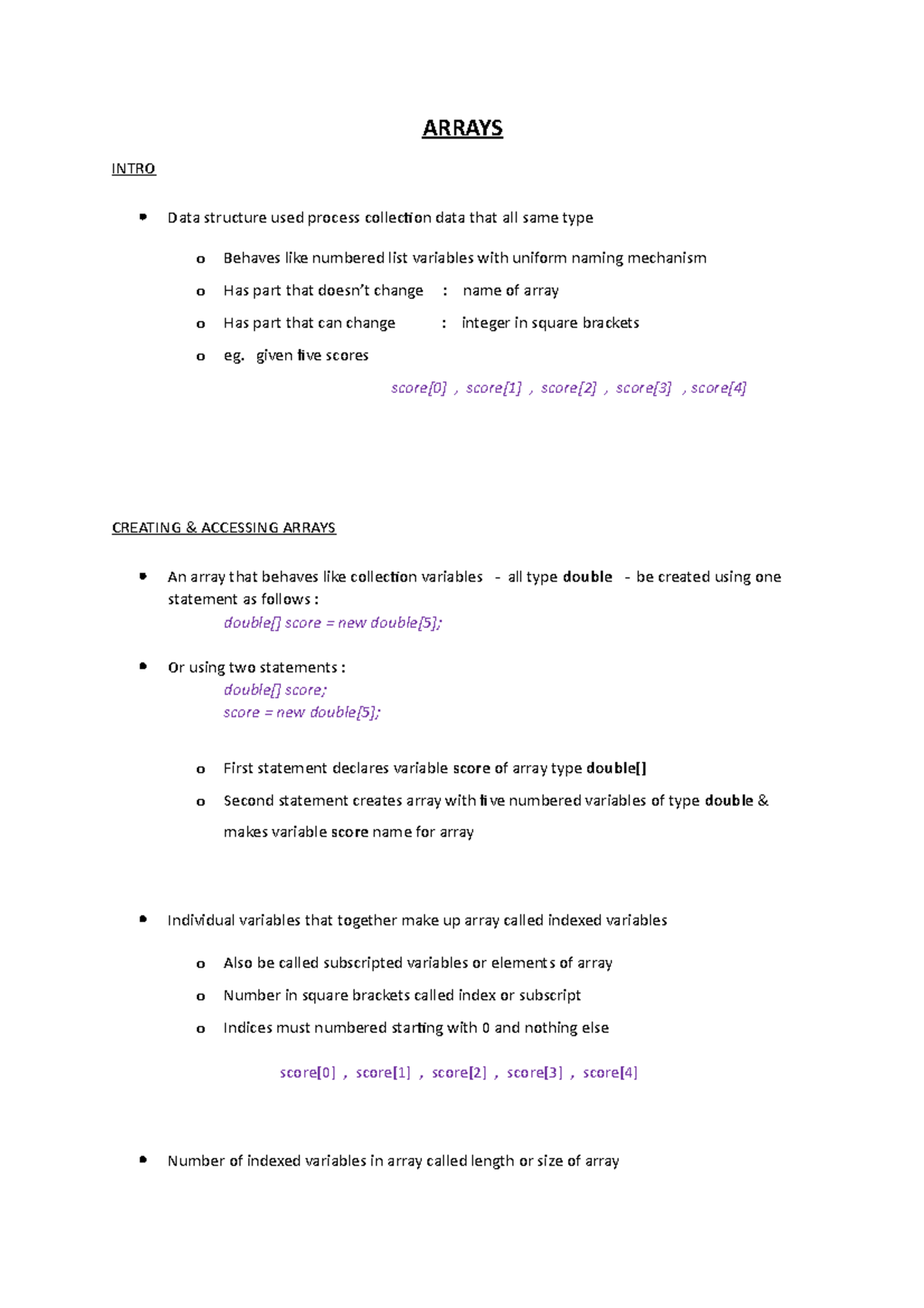 8. Arrays PT 2 - ARRAYS INTRO Data structure used process collection ... image.
