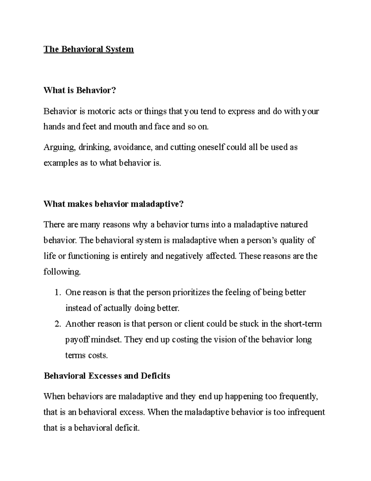 The Behavioral System 1 - The Behavioral System What is Behavior ...