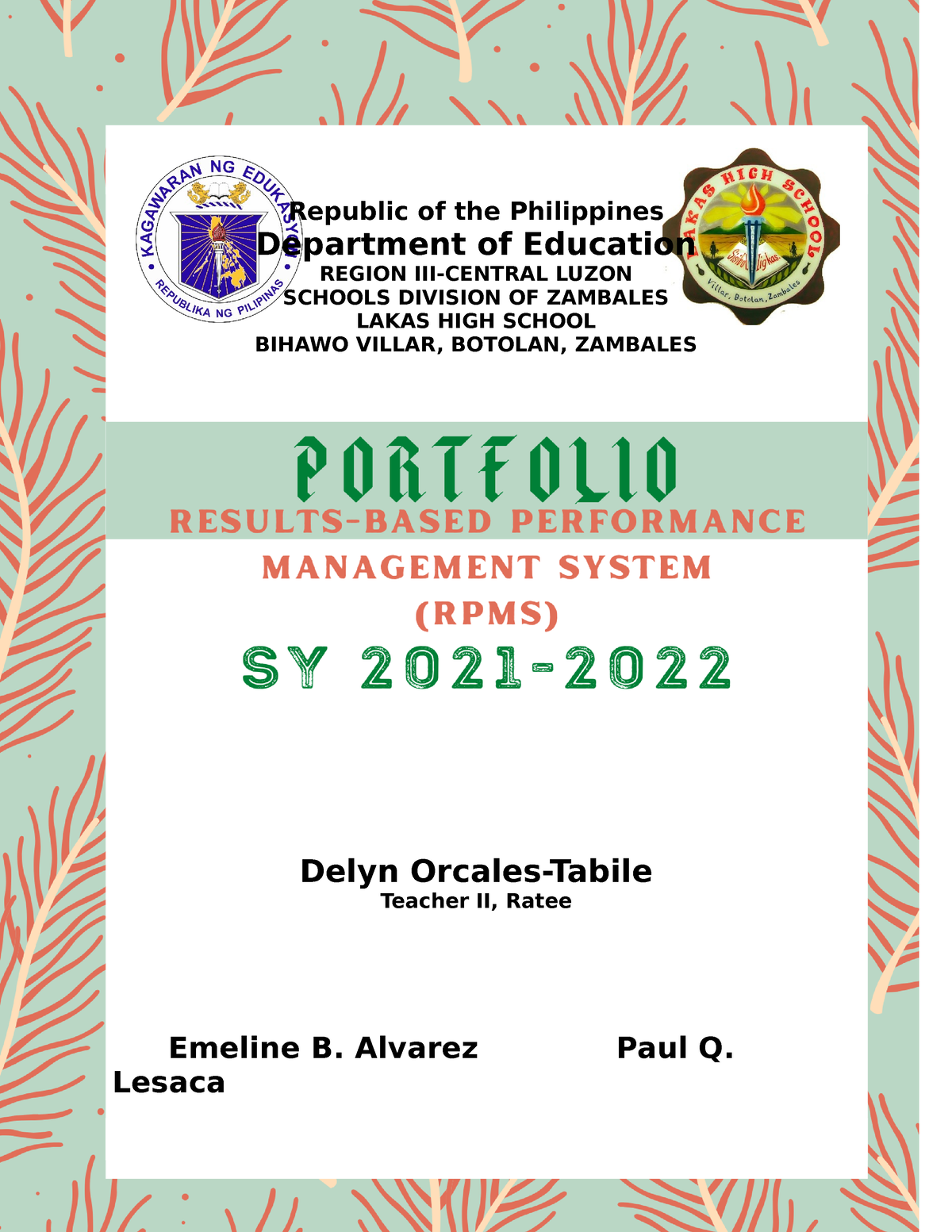 RPMS-2021-2022 - Naaaaa - Republic of the Philippines Department of ...