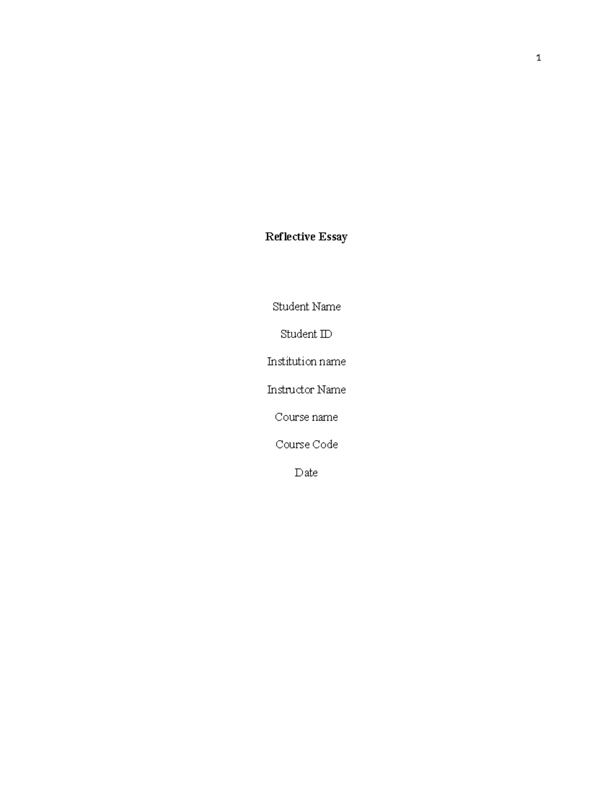 Reflective Essay - Asignment - Reflective Essay Student Name Student ID ...