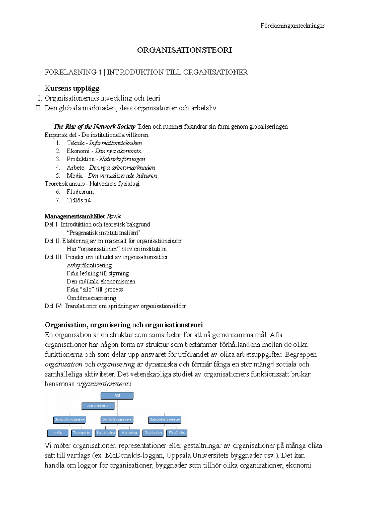 Organisationsteori - ORGANISATIONSTEORI FÖRELÄSNING 1 | INTRODUKTION ...