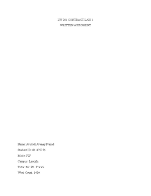 LW113 Exam - contract - Contract Law 1 - Studocu