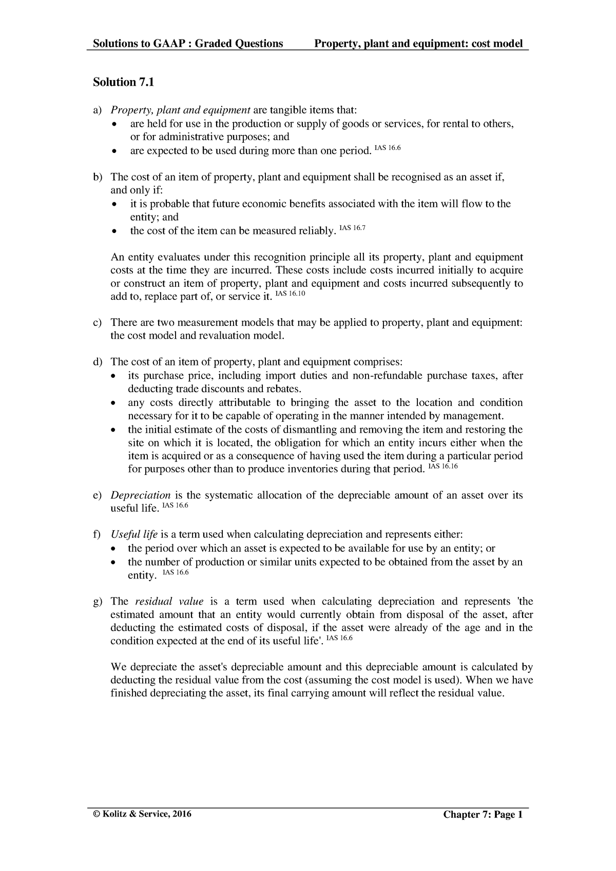 07 PPE Cost s16 Final - to do notes - Solution 7. a) Property, plant ...