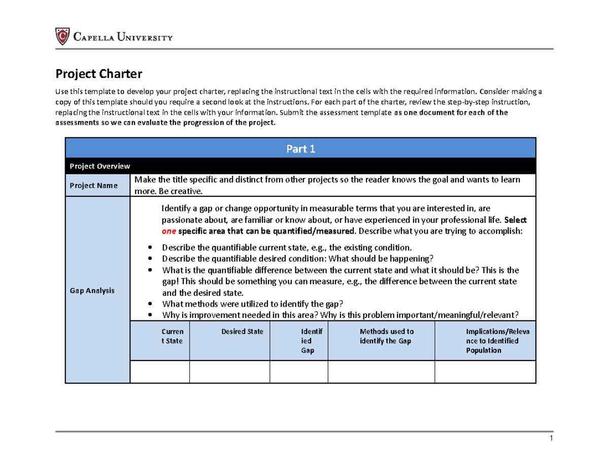 Cf project charter template - Project Charter Use this template to ...