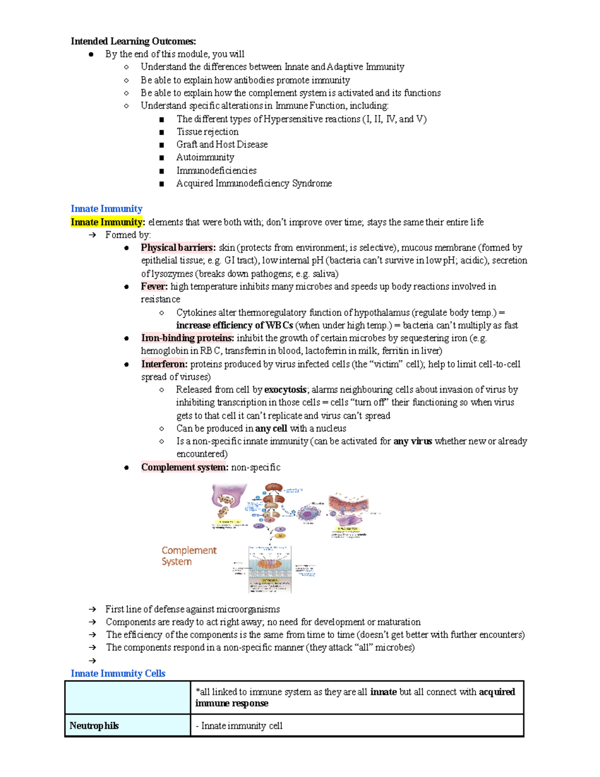 Chapter 4 (M3) Immunity and Immunity Disorders - Intended Learning ...