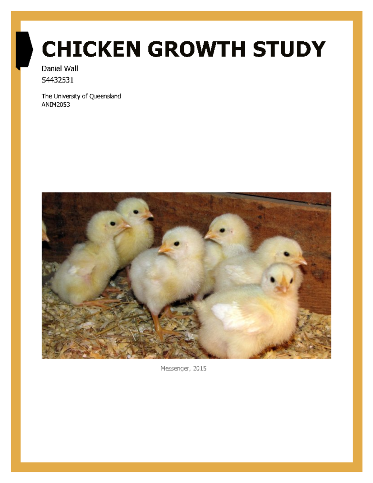 Chicken Growth Study - Grade 5 - CHICKEN GROWTH STUDY Daniel Wall S The