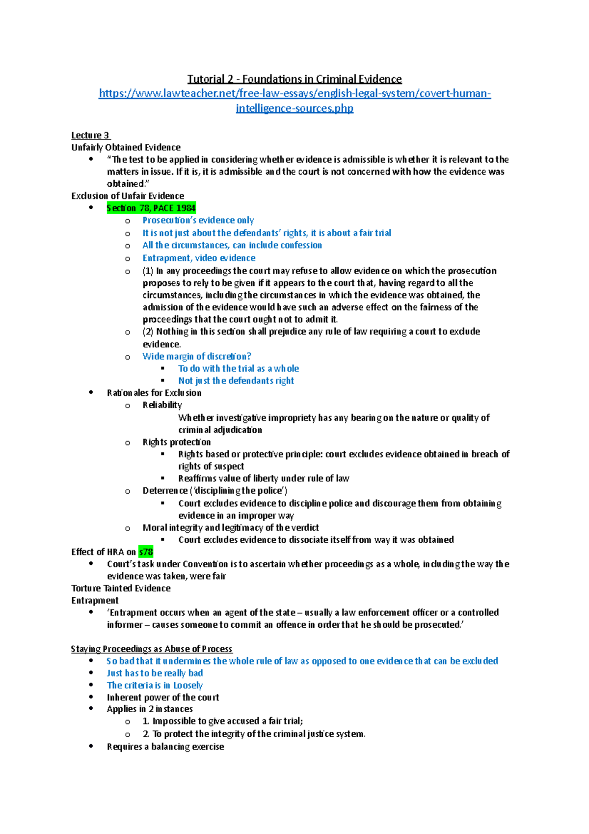 Tutorial 2 Activity - Tutorial 2 - Foundations in Criminal Evidence ...