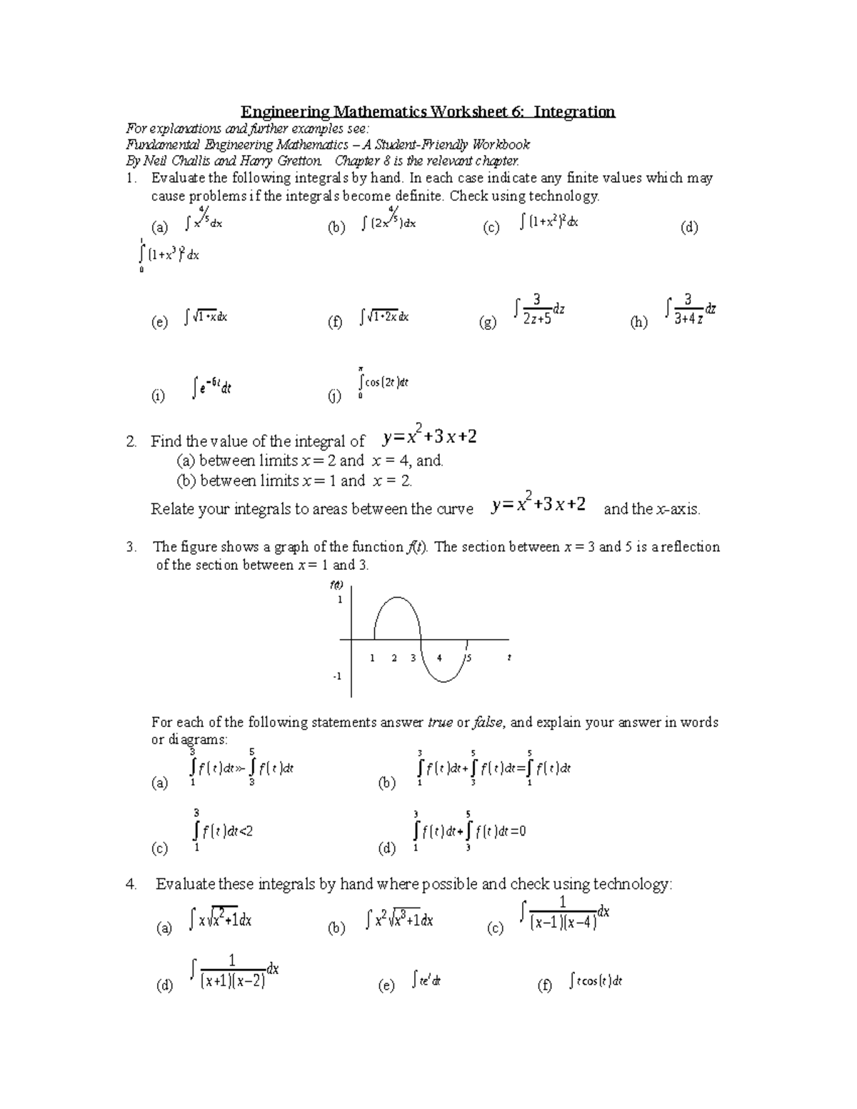 Worksheet 6 - tutorial 6 - Engineering Mathematics Worksheet 6 ...