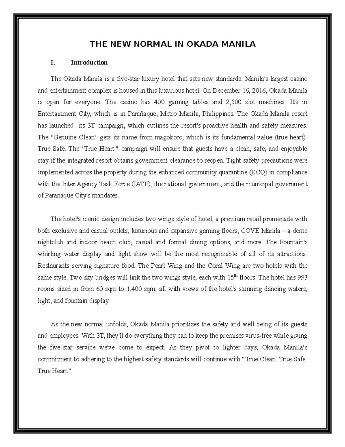 THE NEW Normal IN Okada Manila THE NEW NORMAL IN OKADA MANILA I