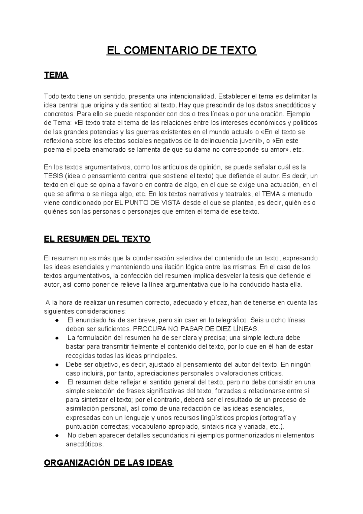 teor-a-comentario-de-texto-segundo-bachillerato-selectividad-el