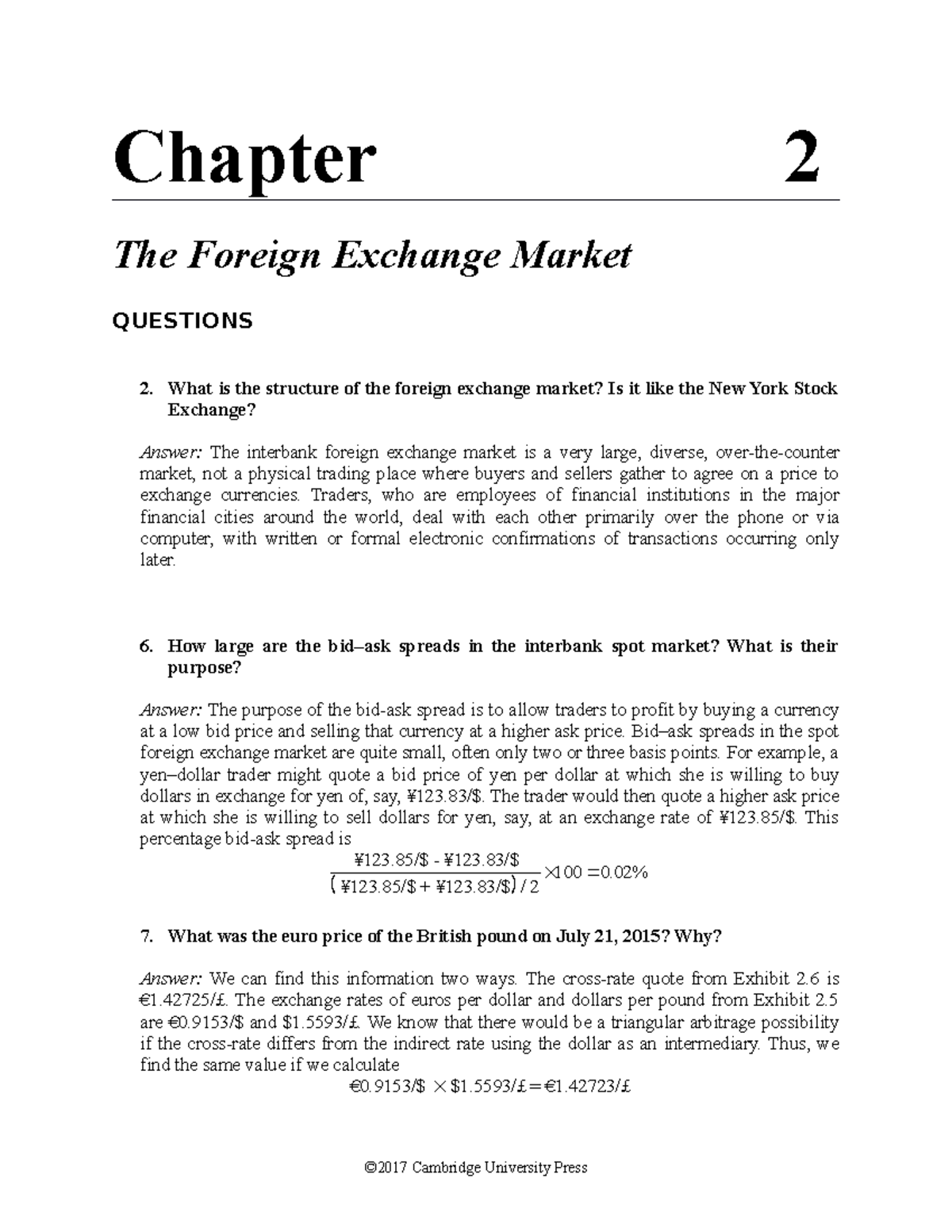 Tutorial 3 Solution for questions - Chapter 2 The Foreign Exchange ...