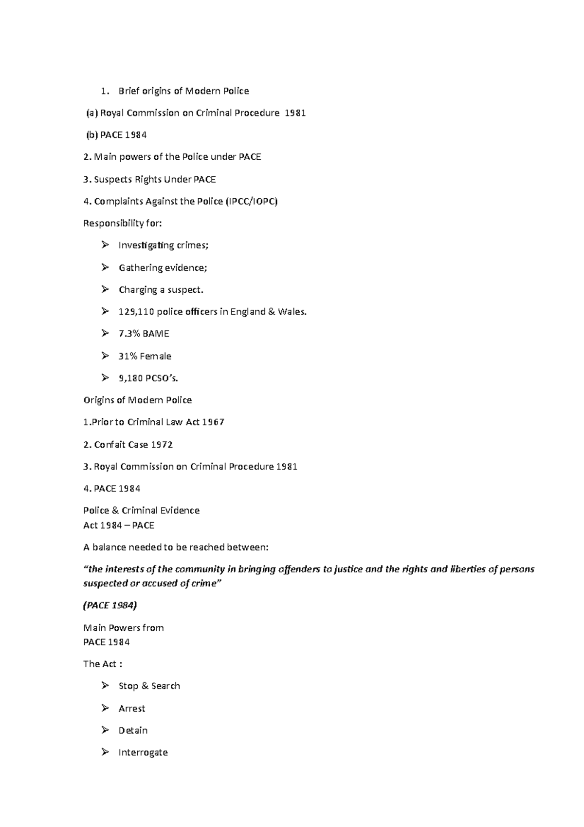 Week 4 - Crime and the Police - Brief origins of Modern Police (a ...