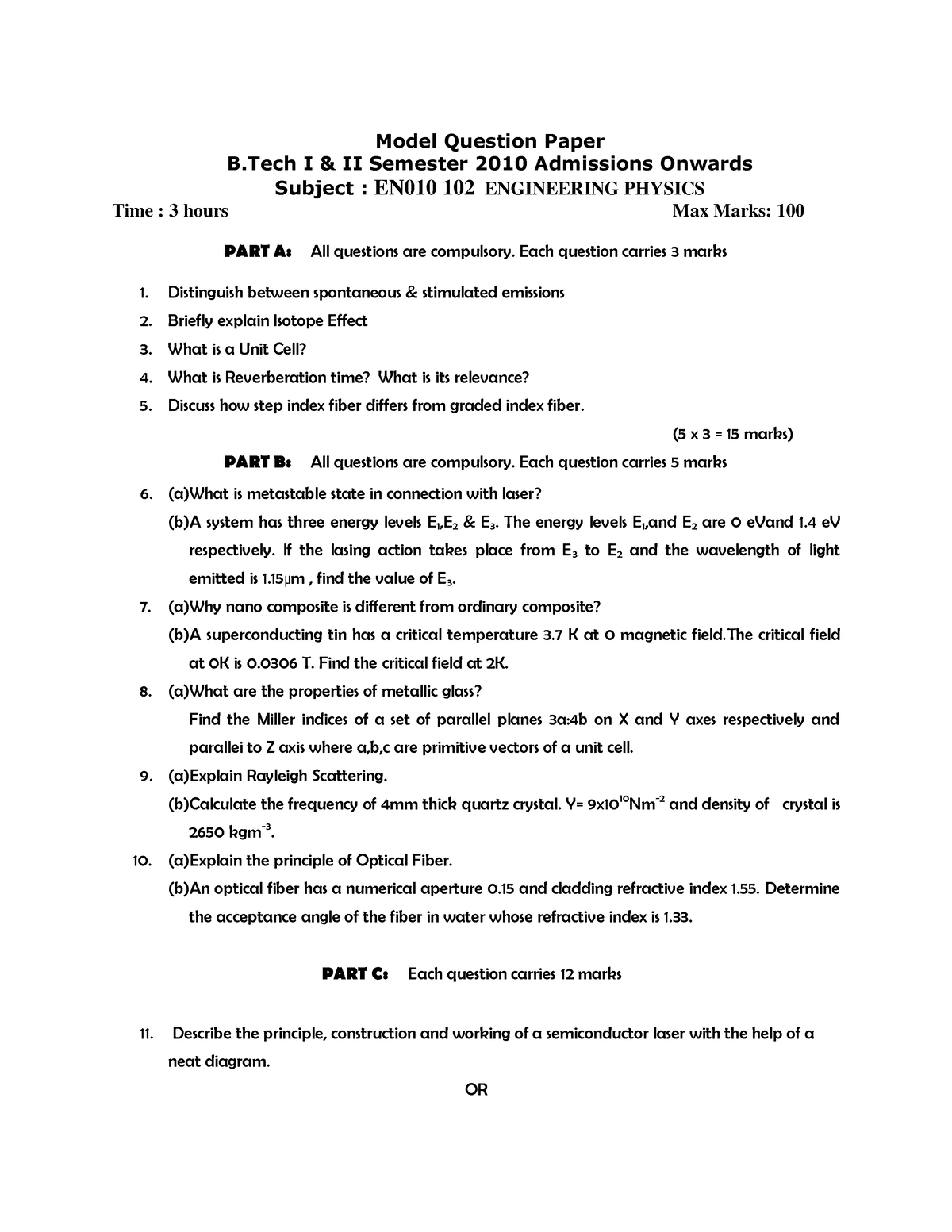 phd entrance physics question paper