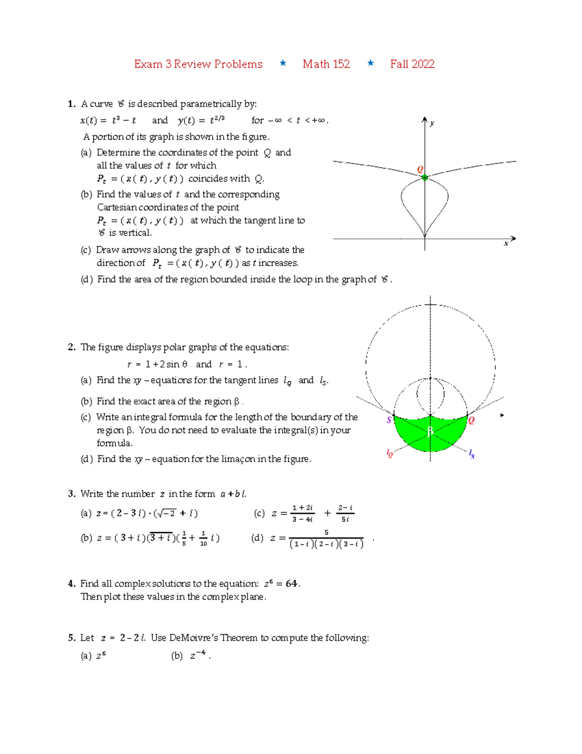 E3Rvw Probs F 2022 - Exam 3 review - Exam 3 Review Problems l Math 152 ...