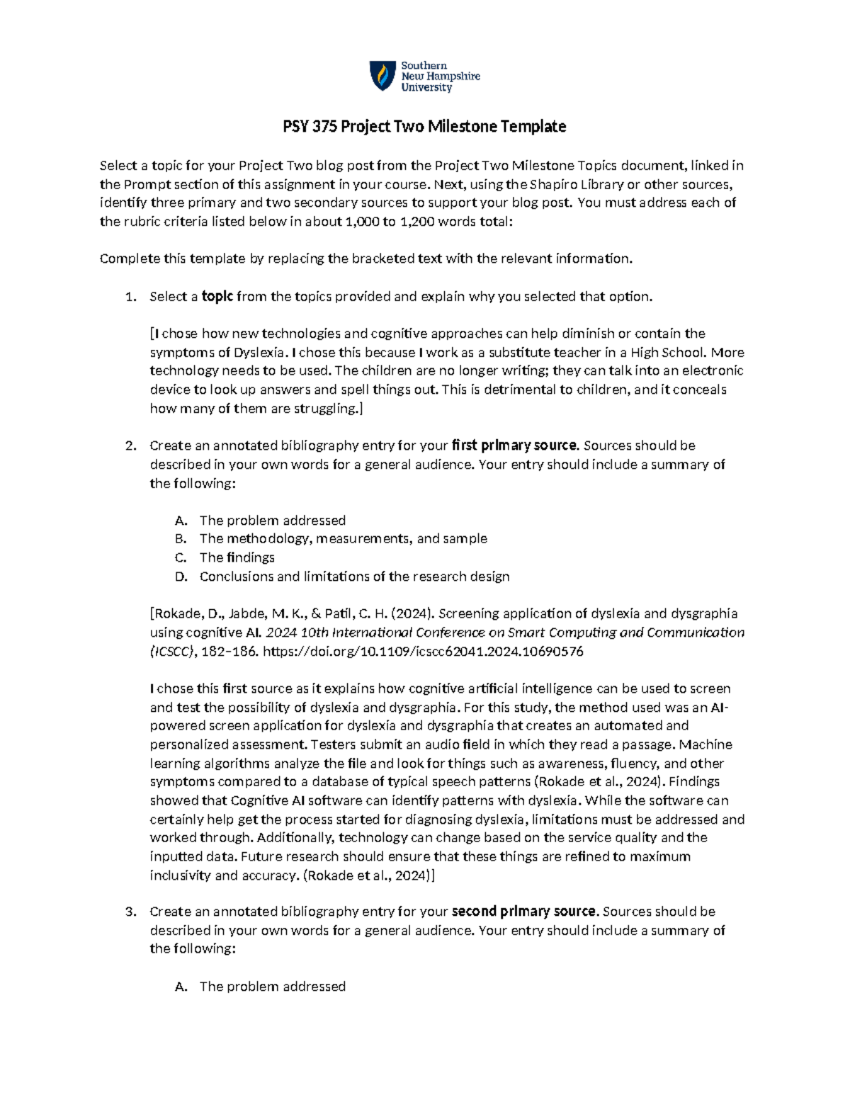Psy 375 project two milestone template 2 psy 375 project two