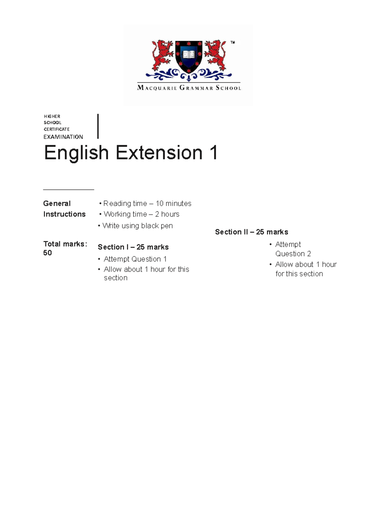 2019 hsc EXT 1 term 2 exam HIGHER SCHOOL CERTIFICATE EXAMINATION