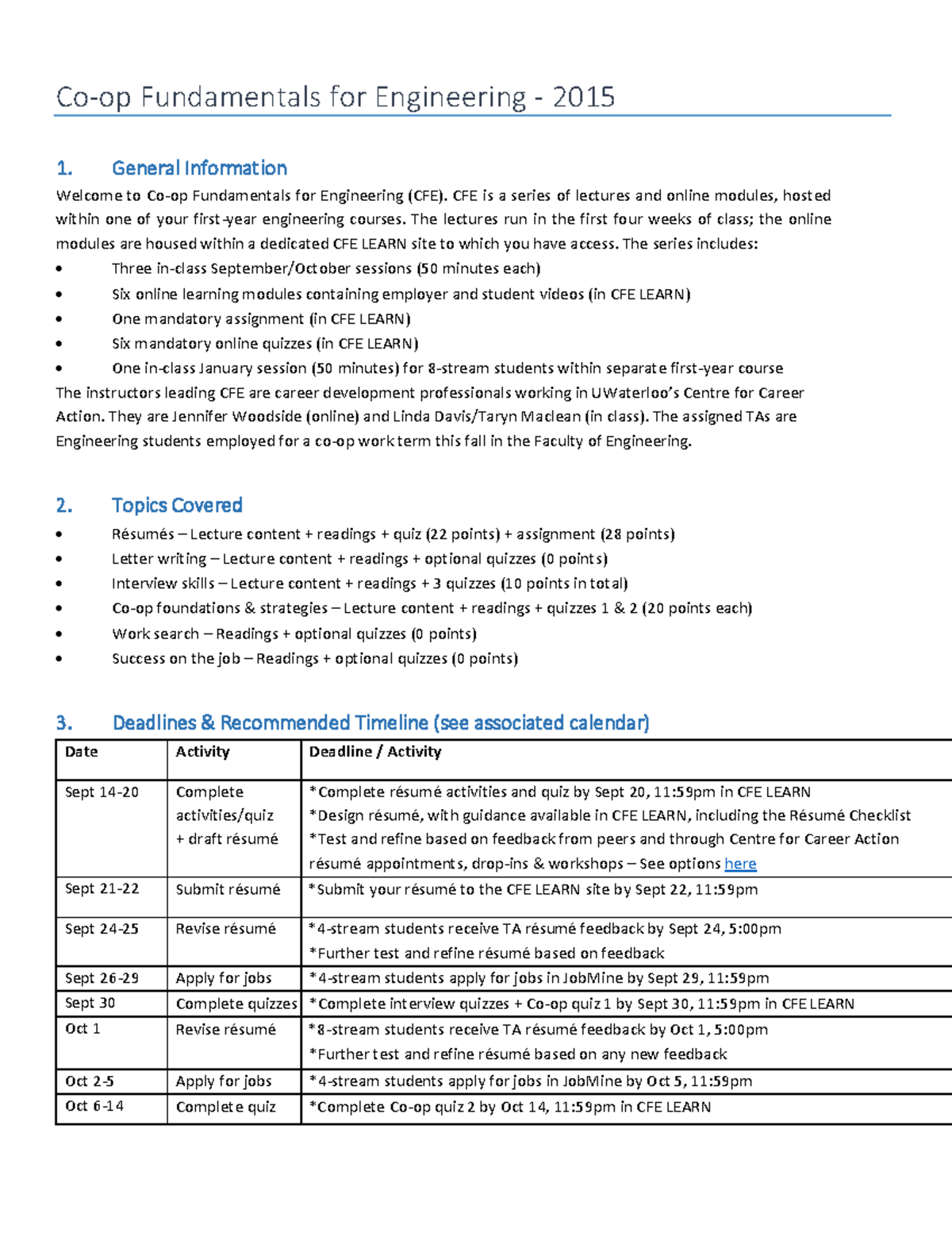 Co-op Fundamentals for Engineering - General Information Welcome to Co ...