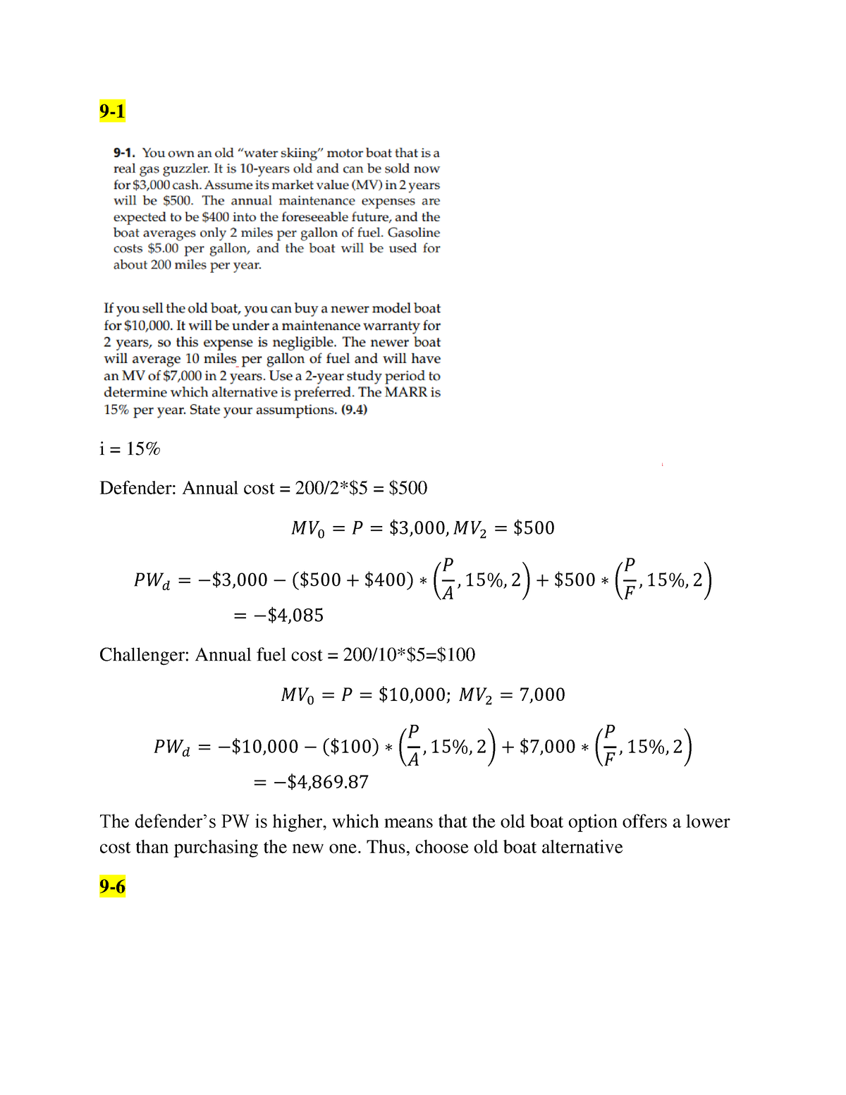 Solution - Assignment Chapter 9-10 - Engineering Economy - Studocu