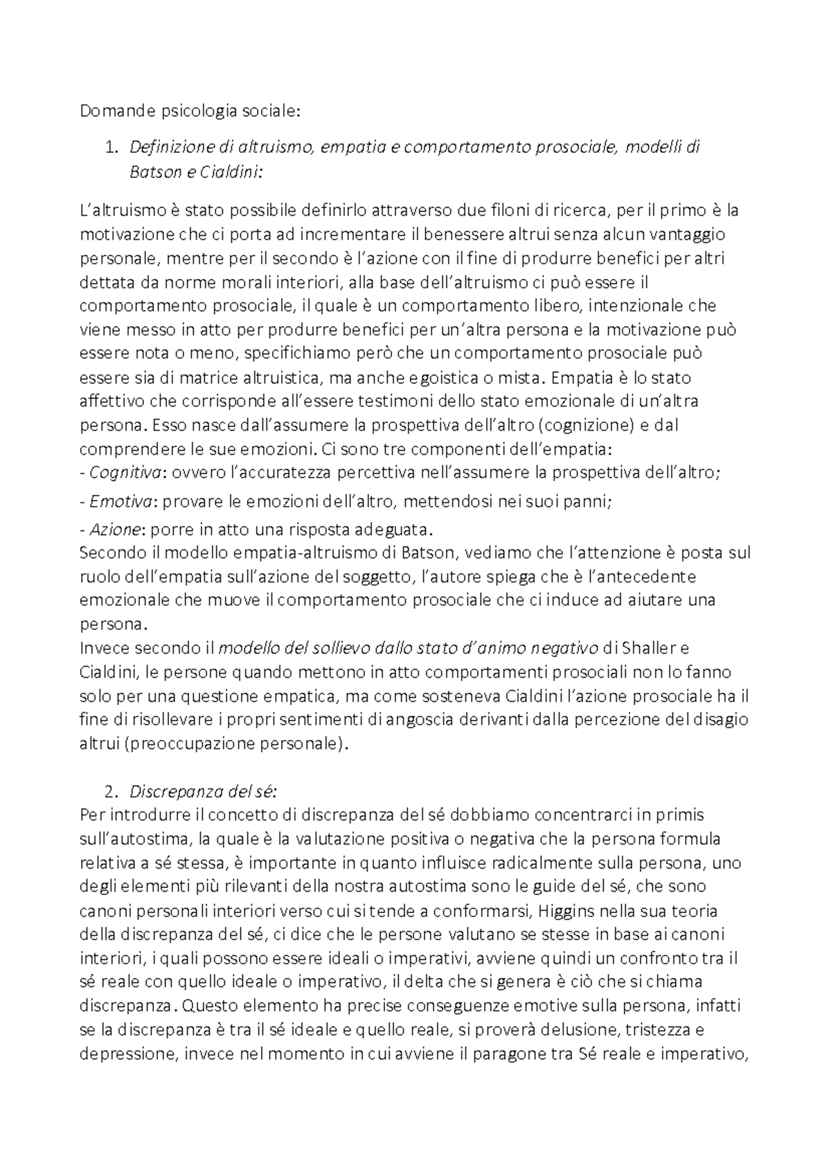 Domande Psicologia Generale Con Risposte