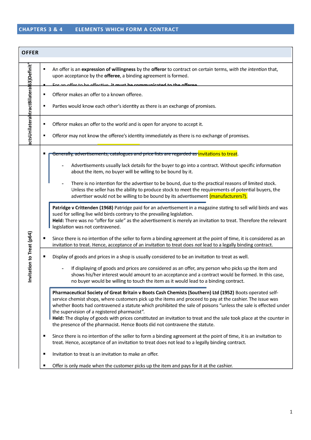 Chapter 3-4 Elements Of A Contract - CHAPTERS 3 & 4 ELEMENTS WHICH FORM ...