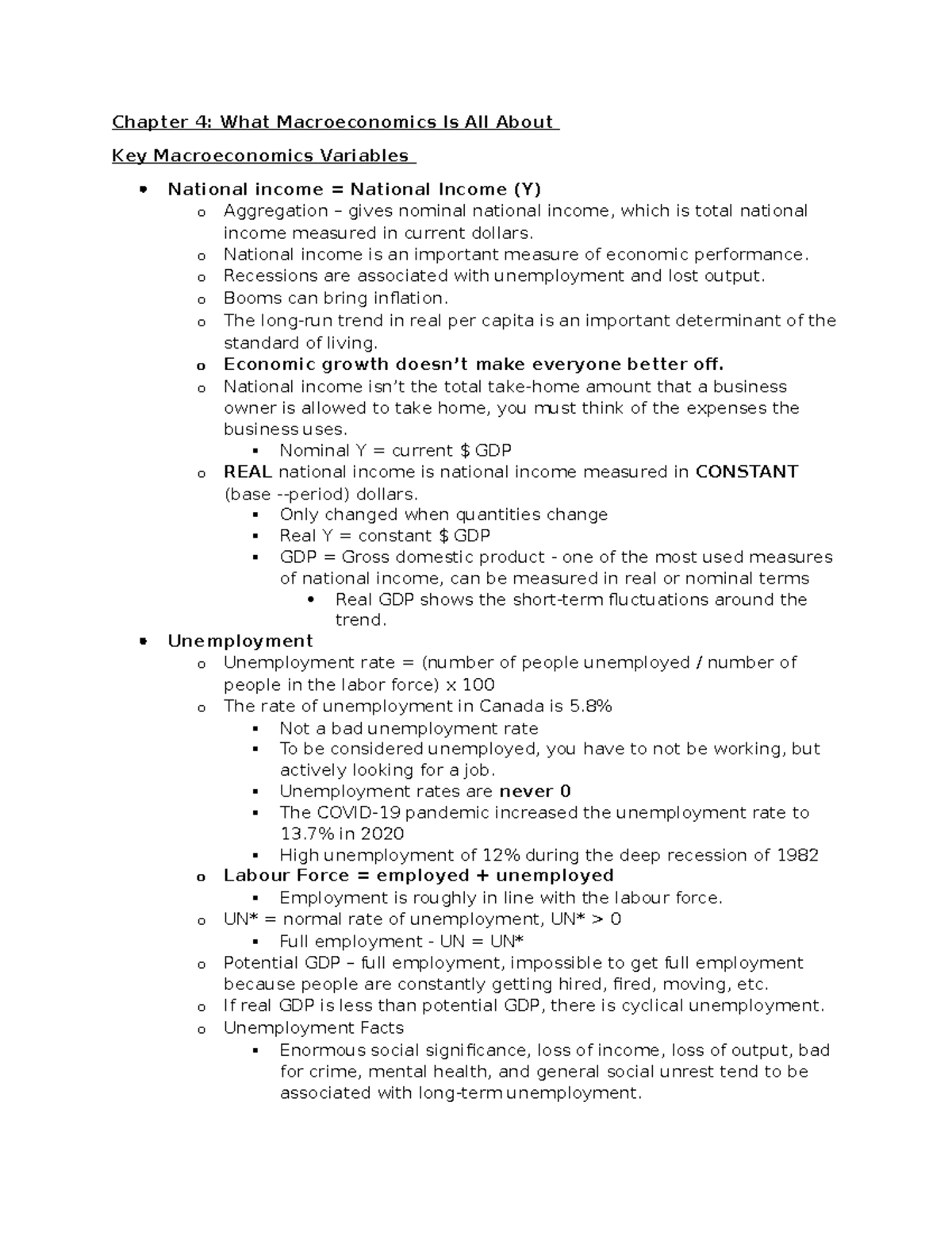 Chapter 4 - Notes - Chapter 4: What Macroeconomics Is All About Key ...