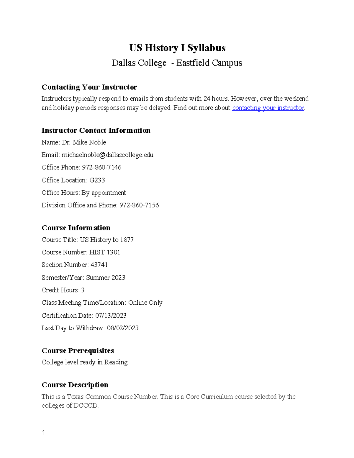 2023su Hist 1301 43741 History Class Us History I Syllabus Dallas College Eastfield Campus 2023su Hist 1301 43741 History Class Us History I Syllabus Dallas College Eastfield Campus