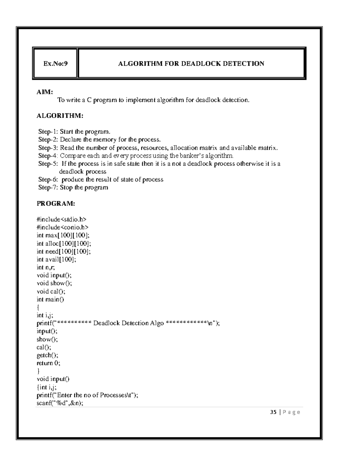implement Threading and Synchronization Applications Ex9 ALGORITHM