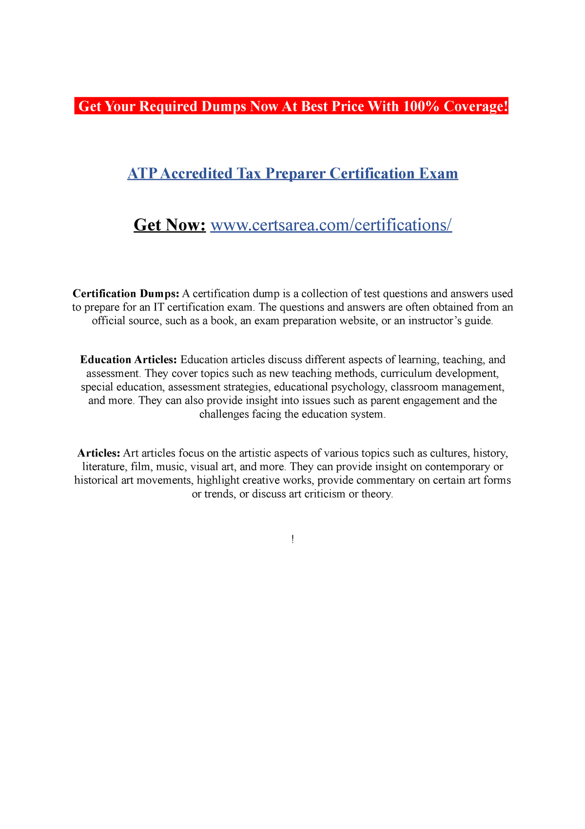 ATP Accredited Tax Preparer Certification Exam Get Your Required