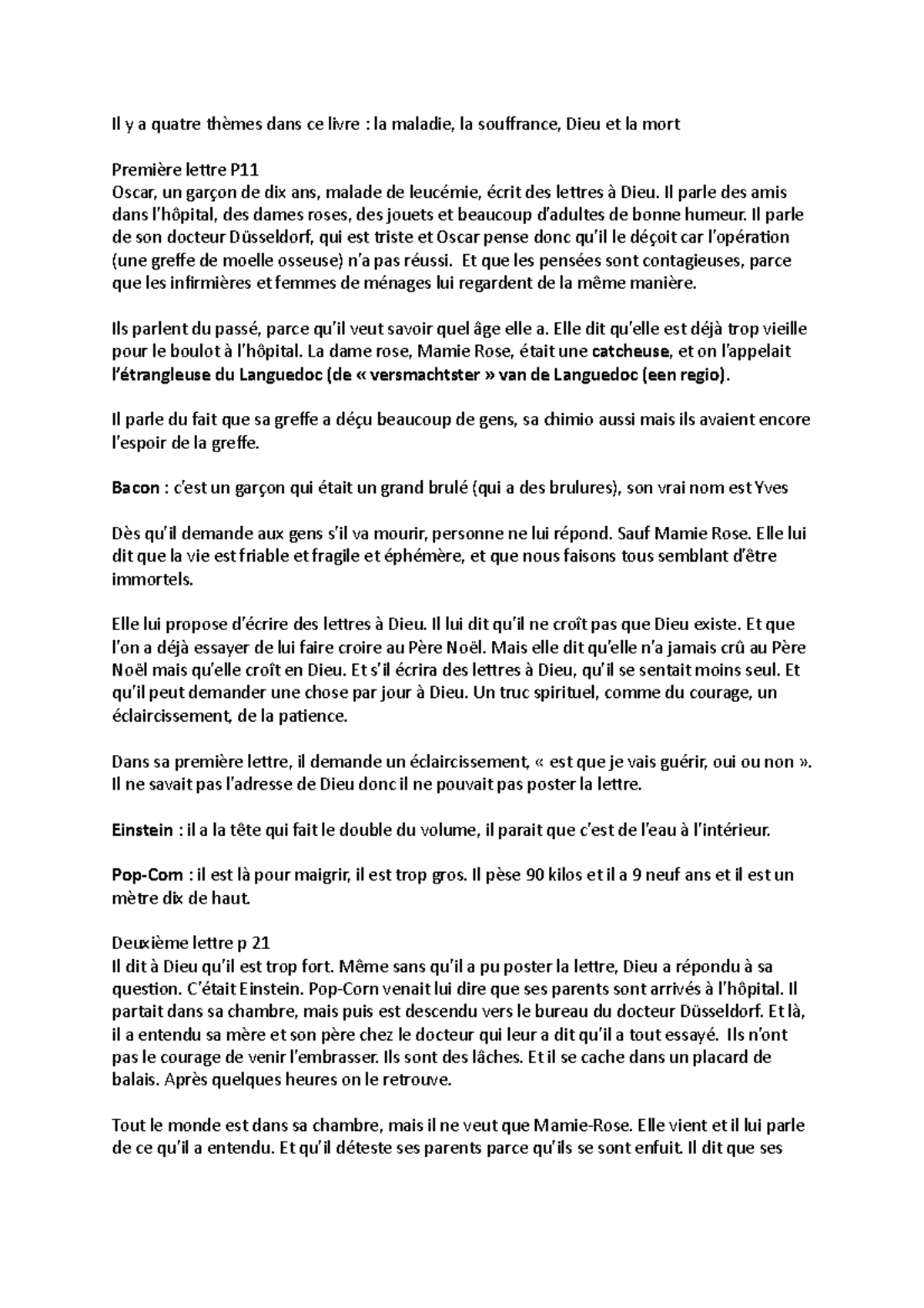 Samenvatting van het boek "La Dame Rose" 4e jaar ASO Frans Il y a quatre thèmes dans ce