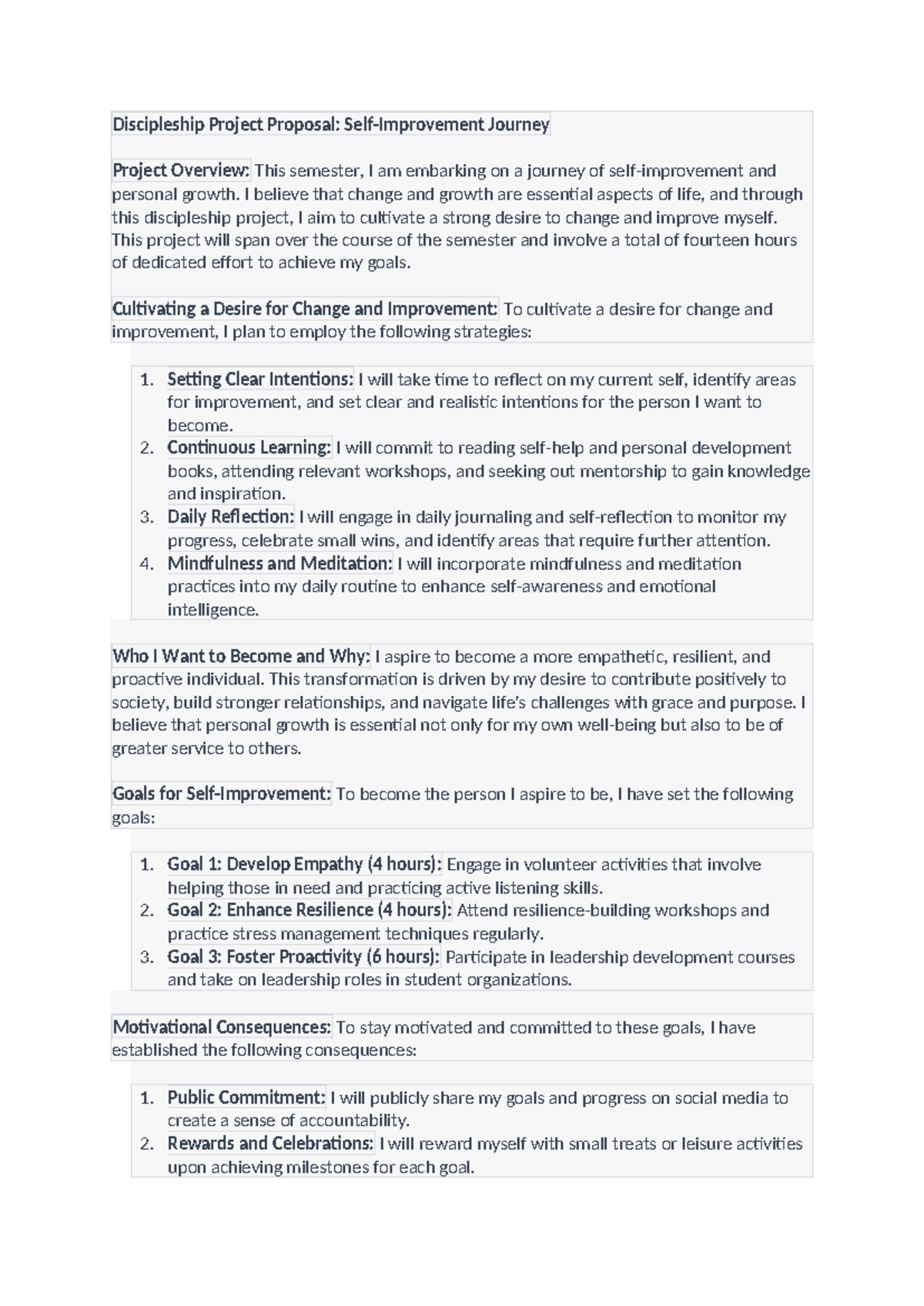 Discipleship Project Proposal e DEM Discipleship Project Proposal