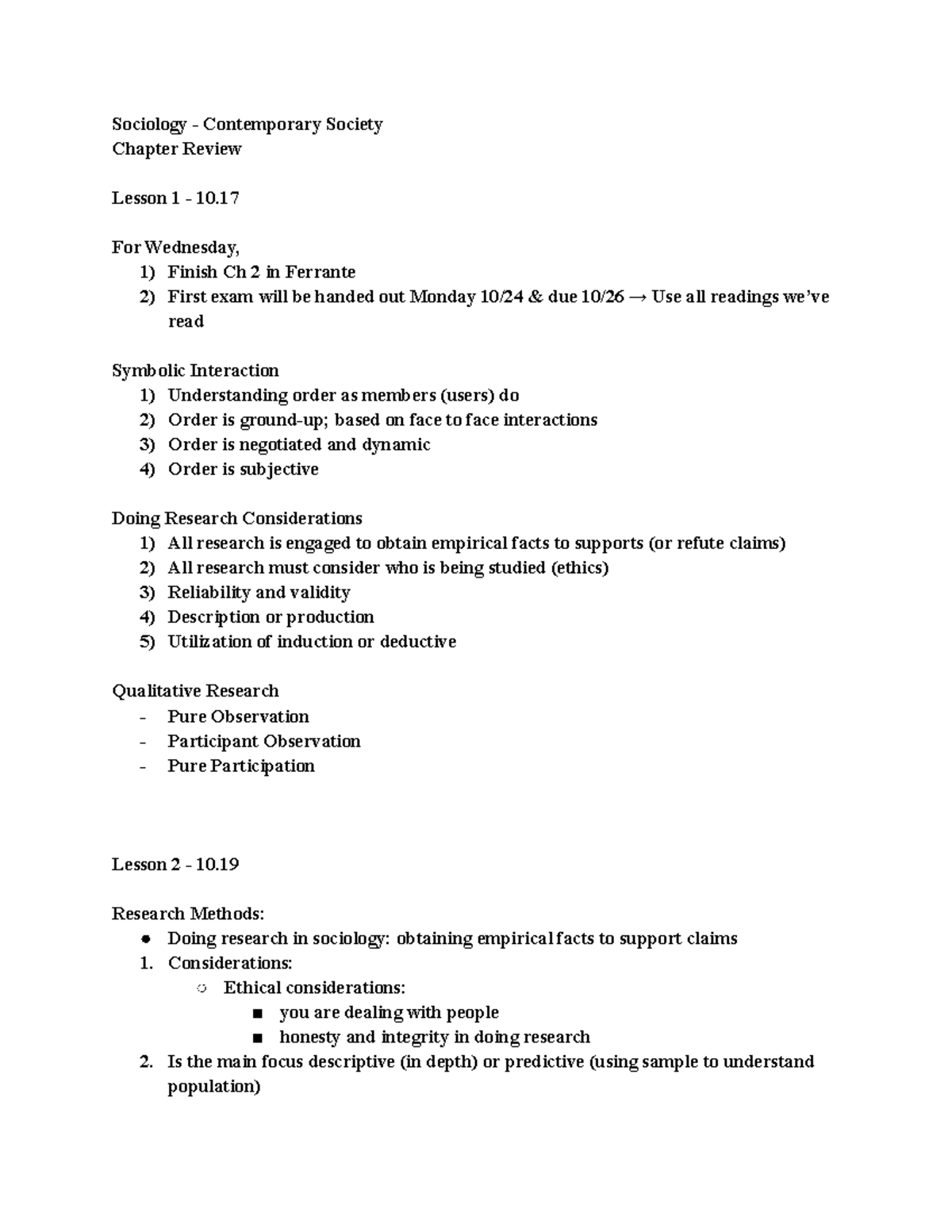 Sociology Chapter Review 3 - Sociology - Contemporary Society Chapter ...