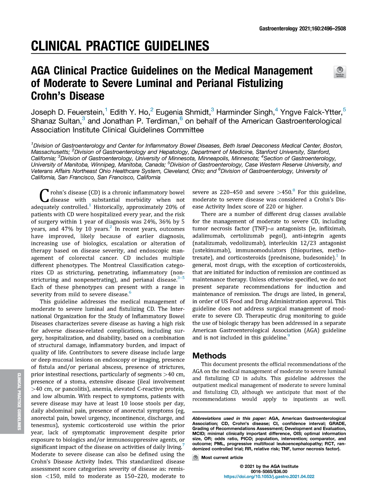 Crohn’s disease treatment guidelines CLINICAL PRACTICE GUIDELINES AGA