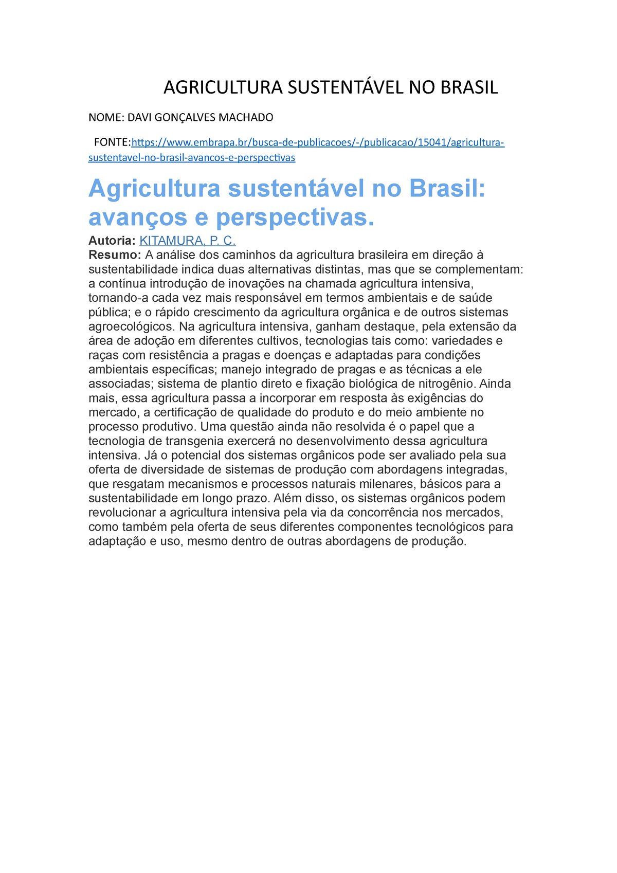 Agricultura Sustentável NO Brasil - AGRICULTURA SUSTENTÁVEL NO BRASIL ...