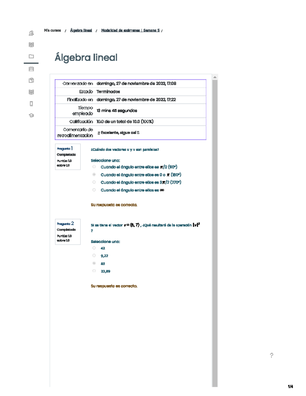 Examen Algebra Lineal - Semana 5 - Mis Cursos Álgebra Lineal Modalidad ...