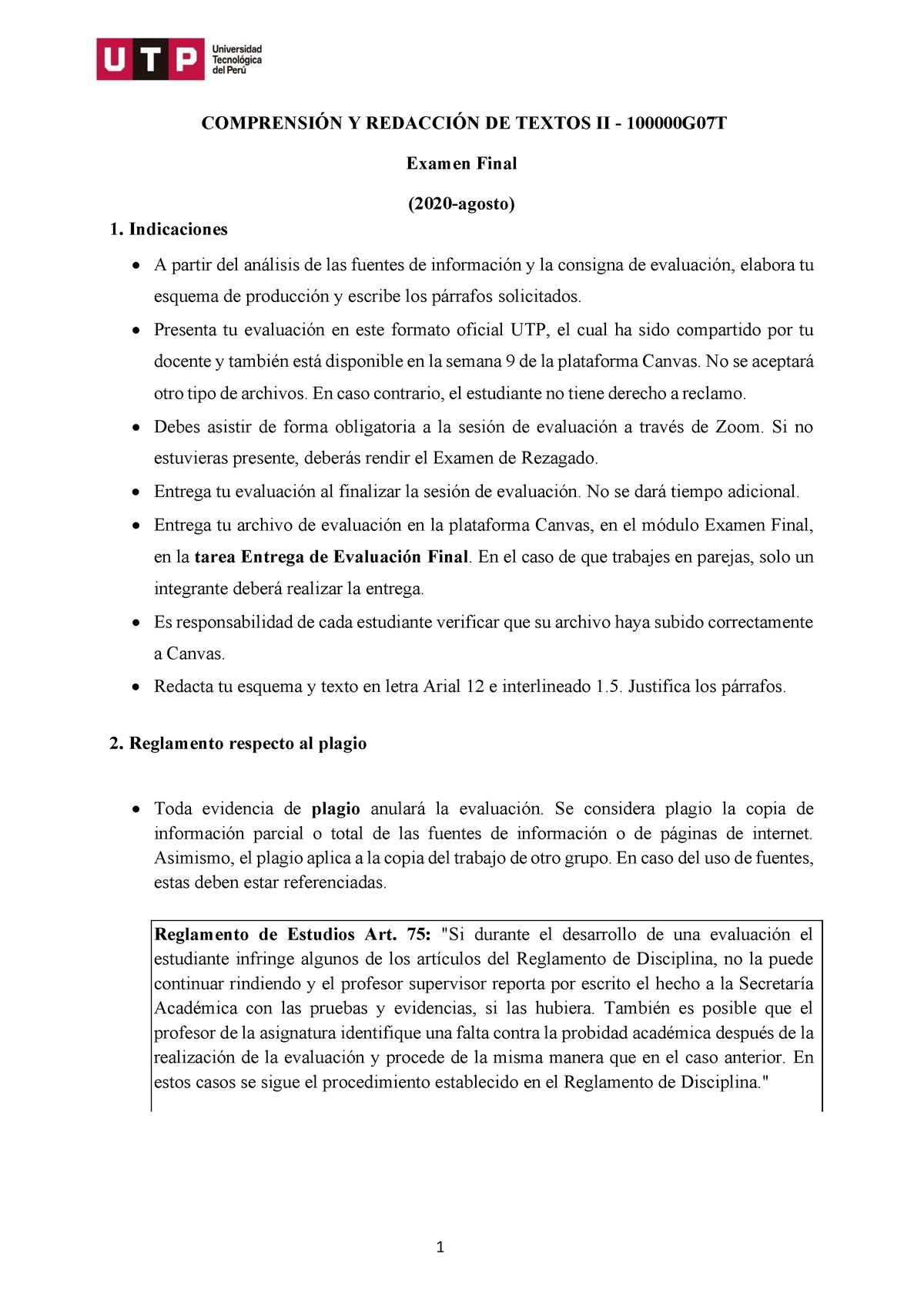 Examen Final De Compresión Y Redaccion De Textos Ii ComprensiÓn Y