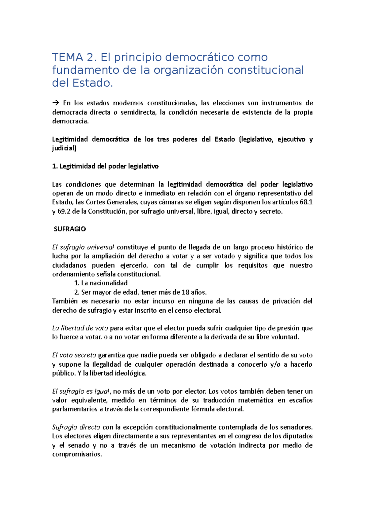 Tema 2. El principio democrático como fundamento de la organización ...